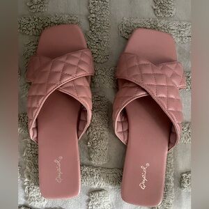 Pretty in pink flat sandals!